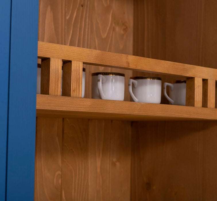 Küchen- und Buffetschrank aus Massivholz im Landhausstil - Gebürstet | Blau