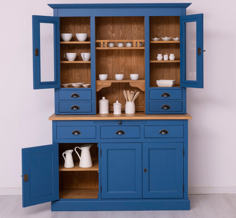 Küchen- und Buffetschrank aus Massivholz im Landhausstil - Gebürstet | Blau