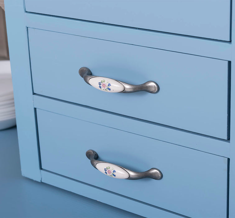 Küchen- und Buffetschrank aus Massivholz im Landhausstil - Gebürstet | Blau