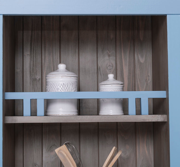 Küchen- und Buffetschrank aus Massivholz im Landhausstil - Gebürstet | Blau