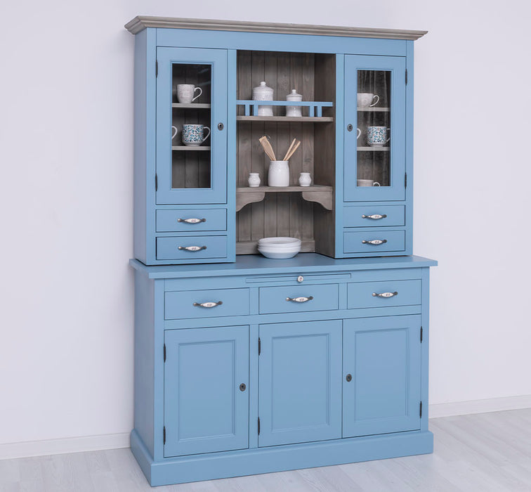 Küchen- und Buffetschrank aus Massivholz im Landhausstil - Gebürstet | Blau