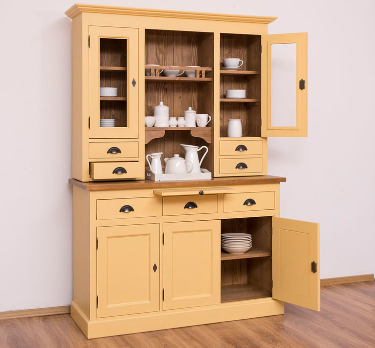 Küchen- und Buffetschrank aus Massivholz im Landhausstil - Gebürstet | Blau