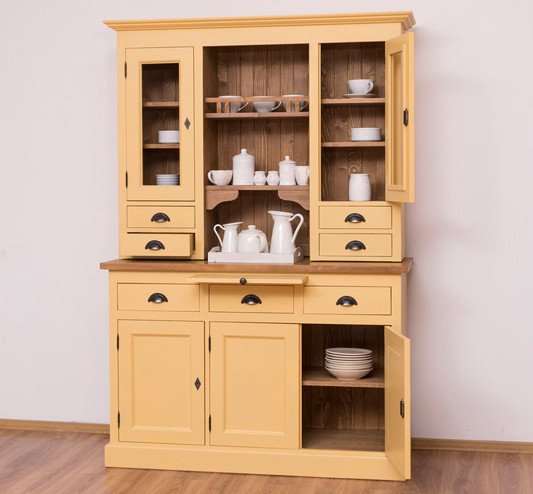 Küchen- und Buffetschrank aus Massivholz im Landhausstil - Gebürstet | Blau