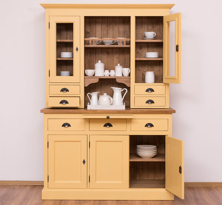 Küchen- und Buffetschrank aus Massivholz im Landhausstil - Gebürstet | Blau
