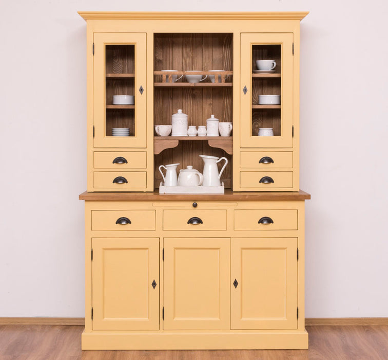 Küchen- und Buffetschrank aus Massivholz im Landhausstil - Gebürstet | Blau