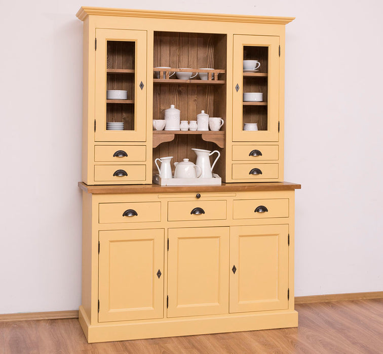 Küchen- und Buffetschrank aus Massivholz im Landhausstil - Gebürstet | Blau