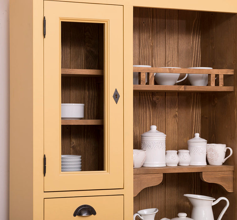 Küchen- und Buffetschrank aus Massivholz im Landhausstil - Gebürstet | Blau