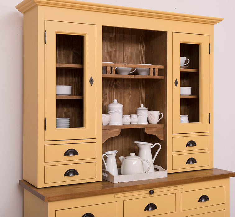 Küchen- und Buffetschrank aus Massivholz im Landhausstil - Gebürstet | Blau