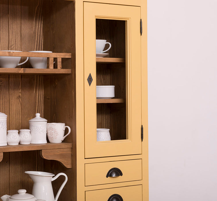 Küchen- und Buffetschrank aus Massivholz im Landhausstil - Gebürstet | Blau