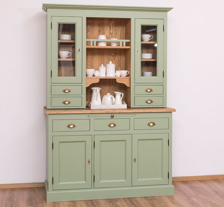 Küchen- und Buffetschrank aus Massivholz im Landhausstil - Gebürstet | Blau