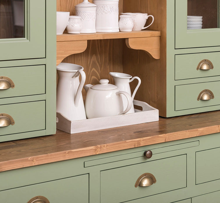 Küchen- und Buffetschrank aus Massivholz im Landhausstil - Gebürstet | Blau