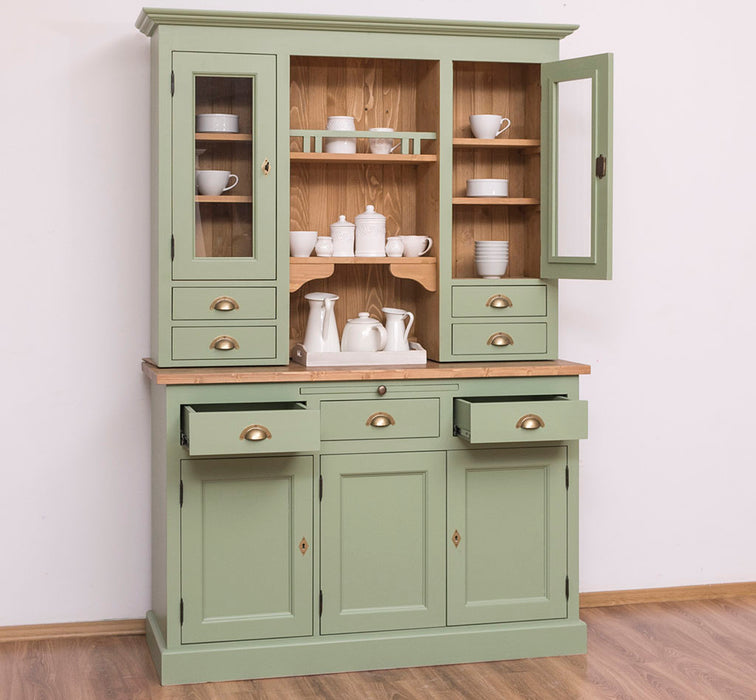 Küchen- und Buffetschrank aus Massivholz im Landhausstil - Gebürstet | Blau