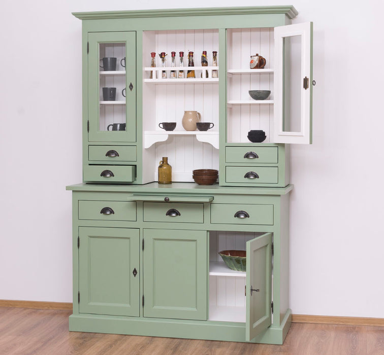 Küchen- und Buffetschrank aus Massivholz im Landhausstil - Gebürstet | Blau