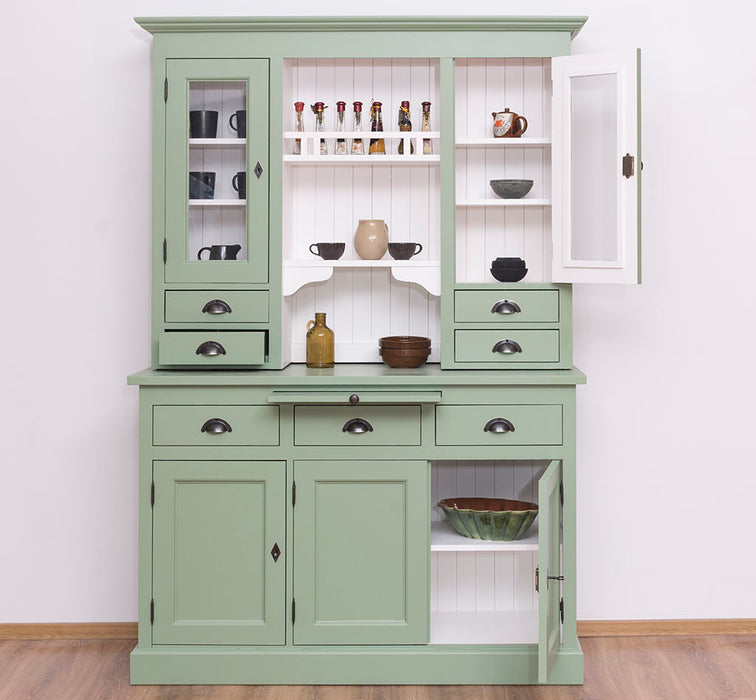 Küchen- und Buffetschrank aus Massivholz im Landhausstil - Gebürstet | Blau