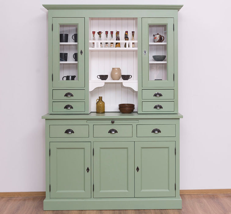 Küchen- und Buffetschrank aus Massivholz im Landhausstil - Gebürstet | Blau