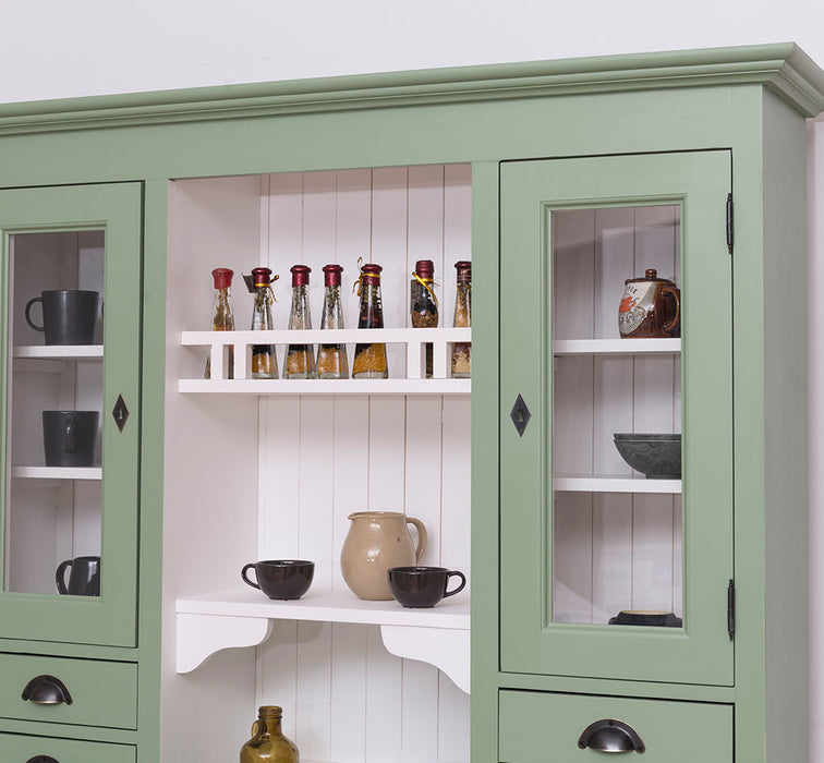 Küchen- und Buffetschrank aus Massivholz im Landhausstil - Gebürstet | Blau