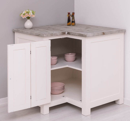 Kücheneckschrank aus Massivholz - Eckschrank mit Rondelloption -