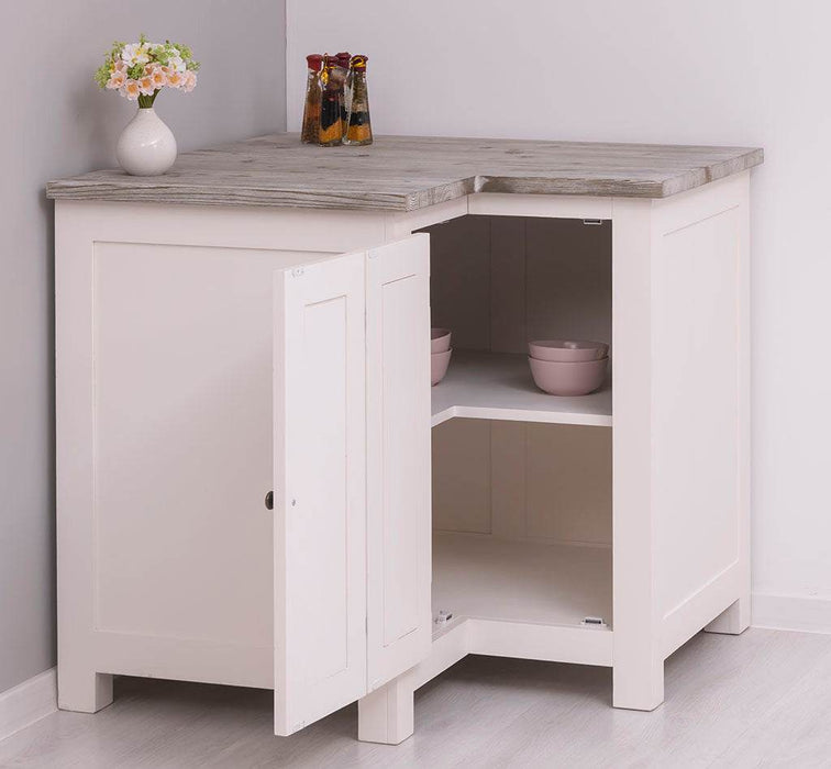 Kücheneckschrank aus Massivholz - Eckschrank mit Rondelloption -