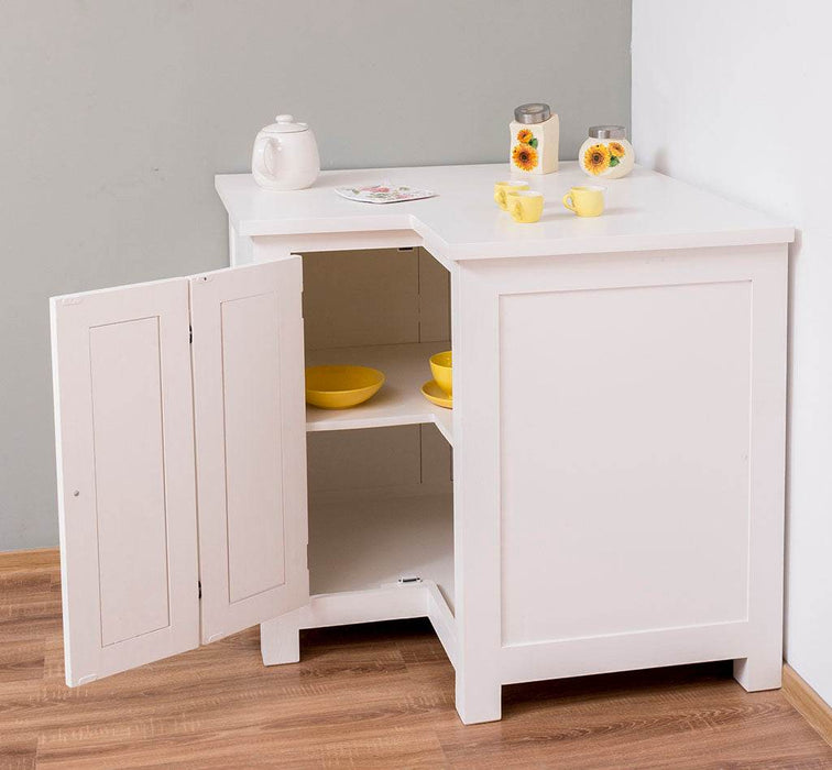 Kücheneckschrank aus Massivholz - Eckschrank mit Rondelloption -