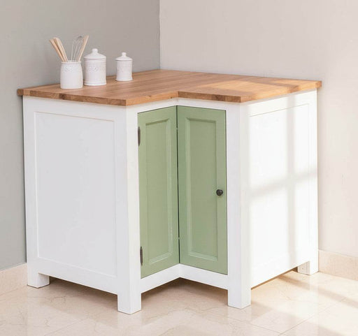 Kücheneckschrank mit Eichenarbeitsplatte - Eckrondell für Pfannen und Töpfe - Eckschrank -