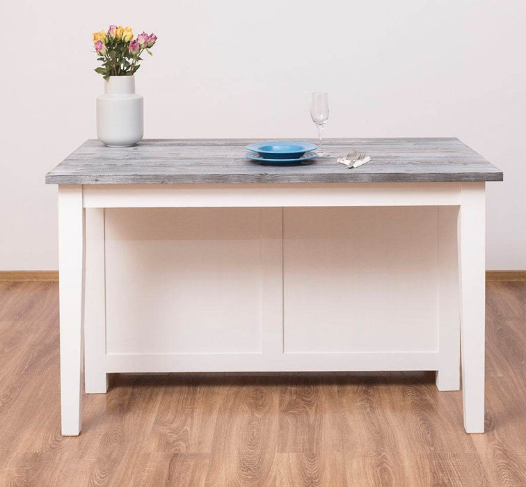 Kücheninsel aus Massivholz mit Glastüren und Theke - Esstisch -