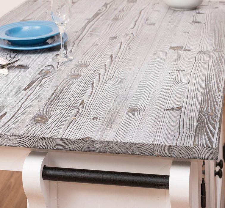 Kücheninsel aus Massivholz mit Glastüren und Theke - Esstisch -