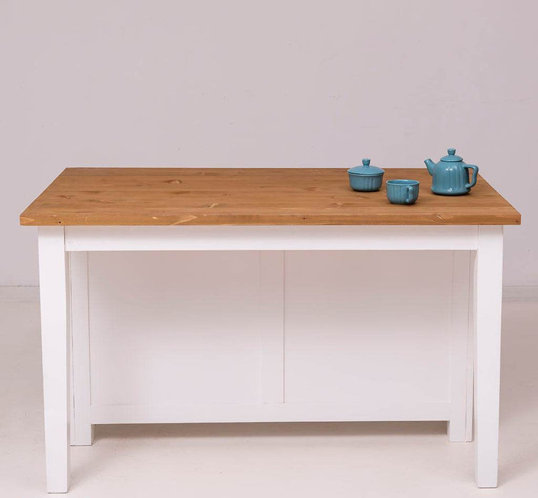 Kücheninsel aus Massivholz mit Glastüren und Theke - Esstisch -