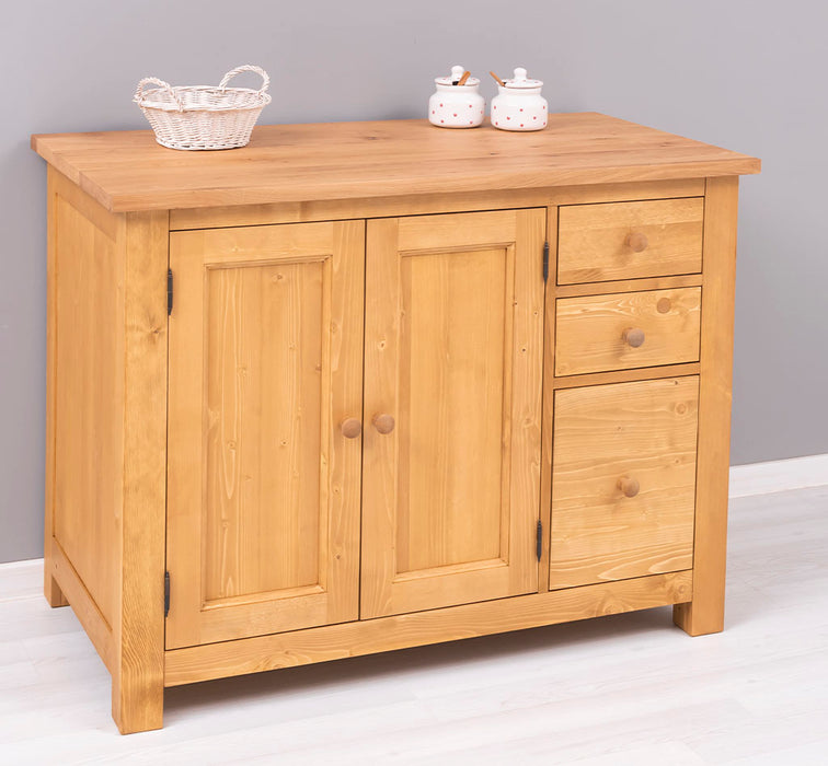 Küchenmodul aus Massivholz | 2- türig mit 3 Schubladen