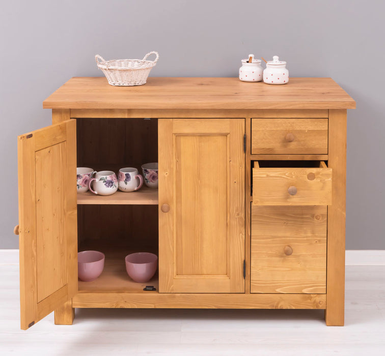 Küchenmodul aus Massivholz | 2- türig mit 3 Schubladen