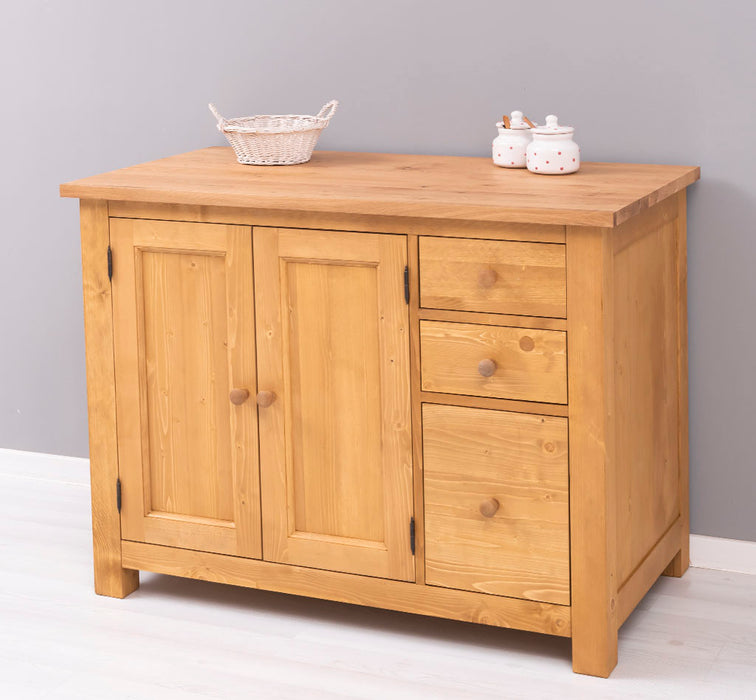 Küchenmodul aus Massivholz | 2- türig mit 3 Schubladen
