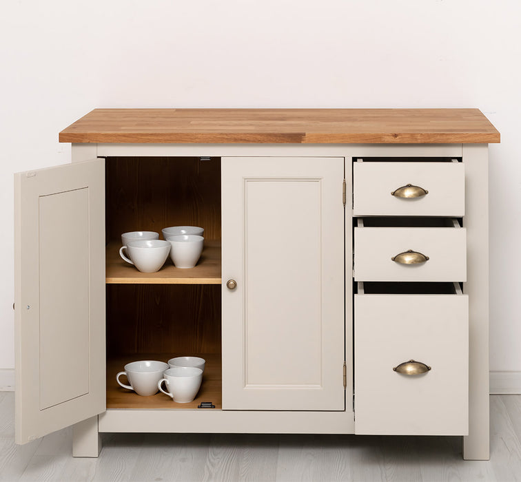 Küchenmodul aus Massivholz | 2- türig mit 3 Schubladen