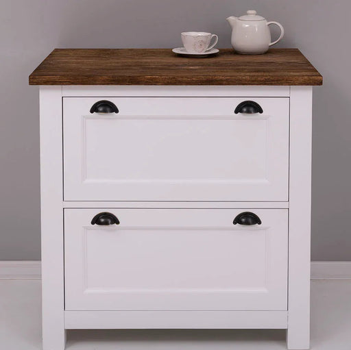 Küchenmodul aus Massivholz | Besteckschrank- und Geschirrschrank mit 2 Schubladen und zwei innenliegenden Schubladen