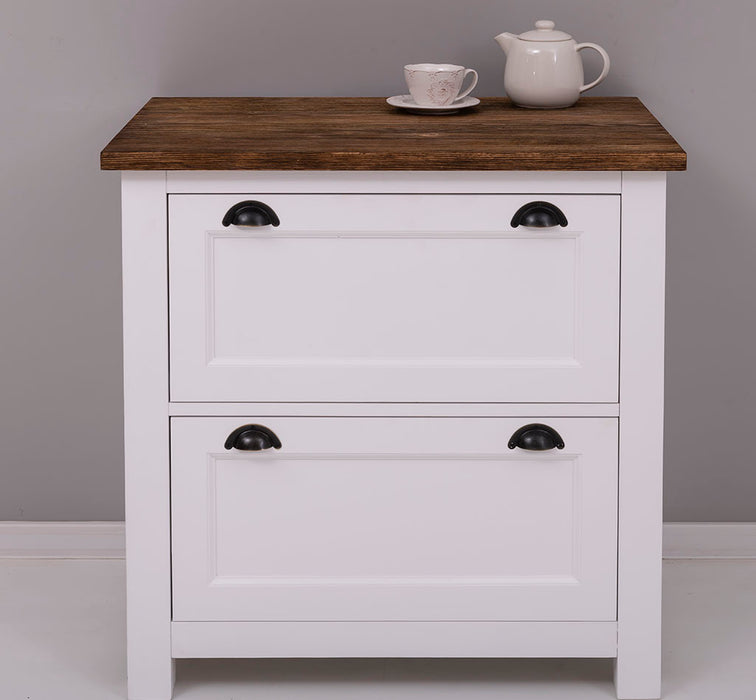 Küchenmodul aus Massivholz | Besteckschrank- und Geschirrschrank mit 2 Schubladen und zwei innenliegenden Schubladen