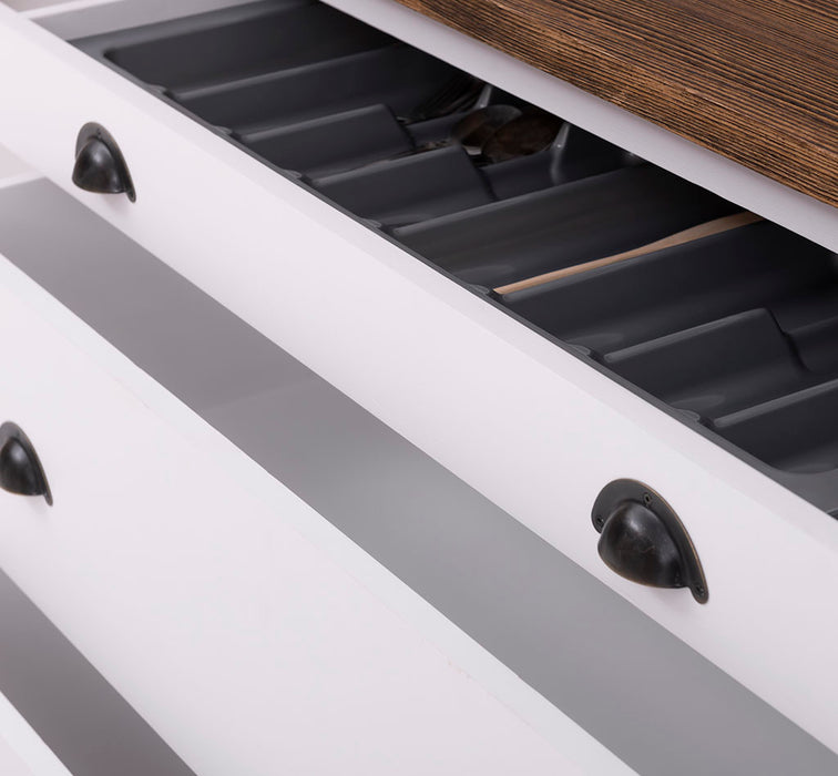 Küchenmodul aus Massivholz | mit 3 Schubladen -  Schrank und Besteckorganizer