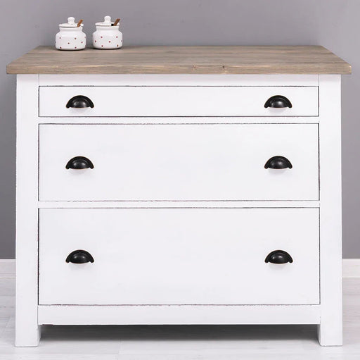 Küchenmodul aus Massivholz | mit 3 Schubladen - Schrank und Besteckorganizer