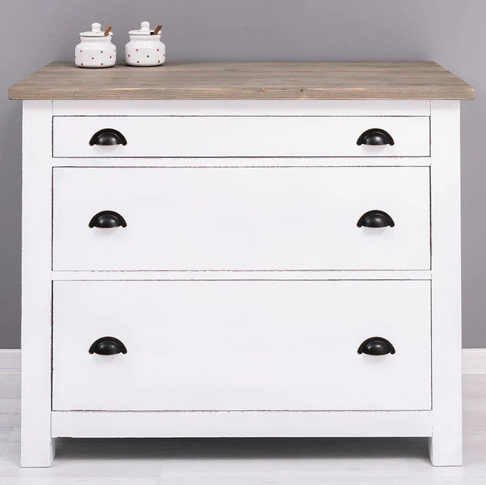 Küchenmodul aus Massivholz | mit 3 Schubladen - Schrank und Besteckorganizer