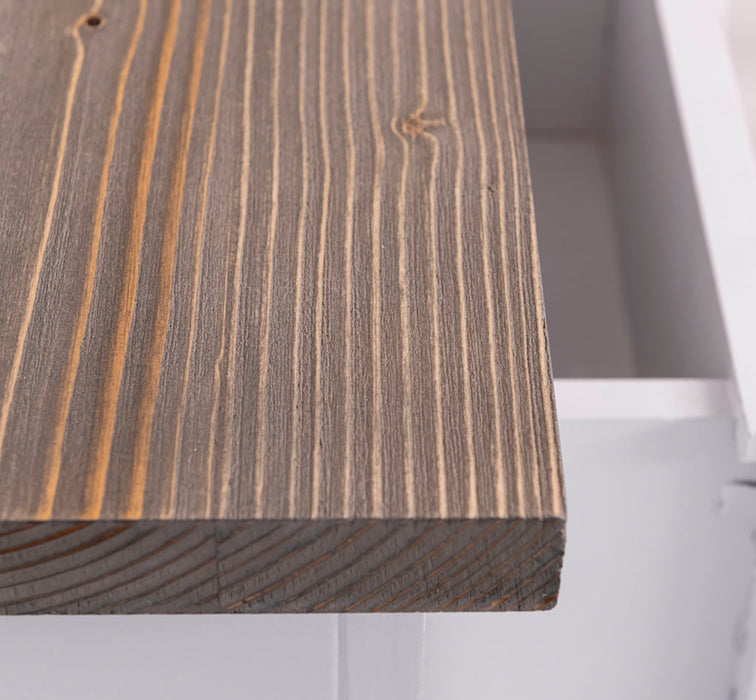 Küchenschrank mit Spülbeckenaussparung aus Massivholz mit 3 Schubladen