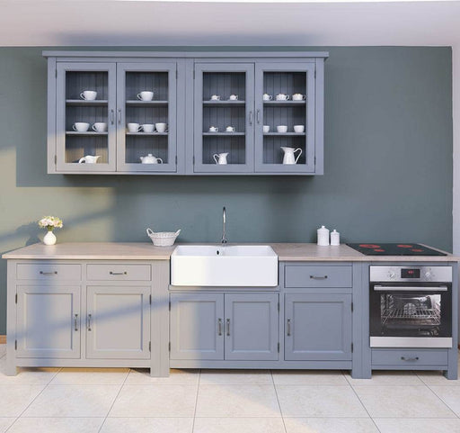 Küchenzeile aus Massivholz Blau Backofenschrank Hängeschrank Spülbecken Vorratsschrank B | Massivholzküche -