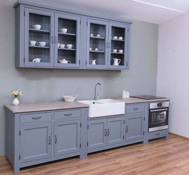 Küchenzeile aus Massivholz Blau Backofenschrank Hängeschrank Spülbecken Vorratsschrank B | Massivholzküche -