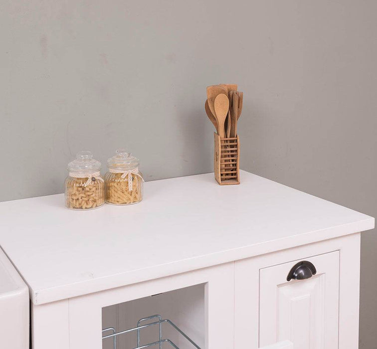 Küchenzeile aus Massivholz Weiß mit Backofenumbauschrank | Hochschrank für Backofen | Spülbecken | Ausziehschrank | Spülmaschinenschrank | Massivholzküche -