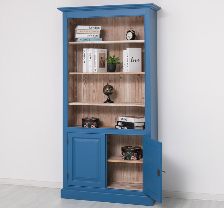 Landhaus Bücherregal aus Massivholz mit Schranktüren  in verschiedenen Farben