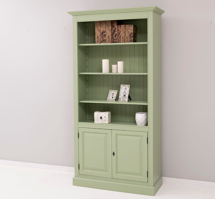 Landhaus Bücherregal aus Massivholz mit Schranktüren  in verschiedenen Farben