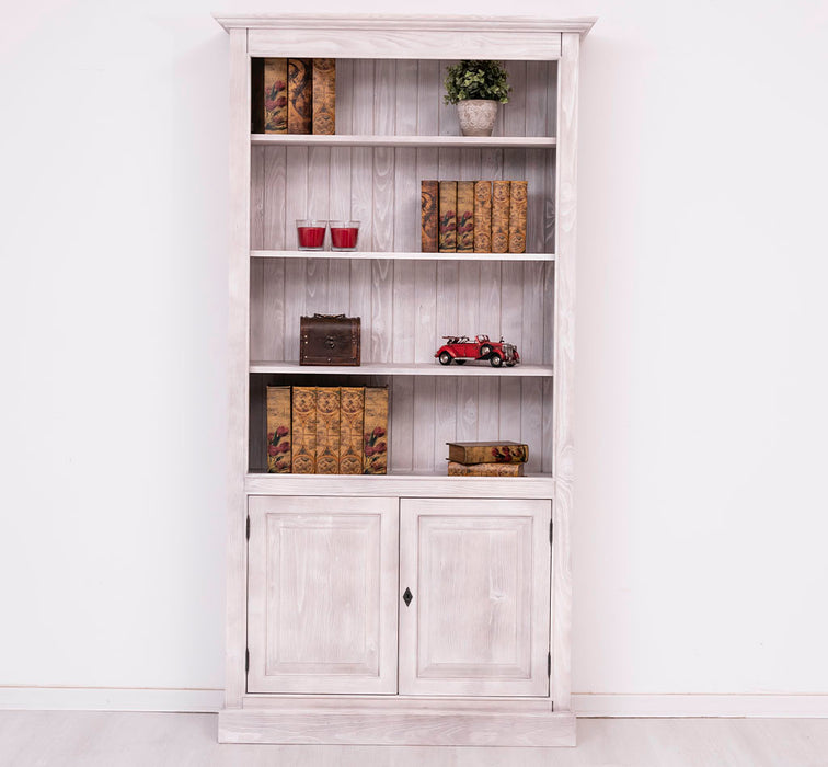 Landhaus Bücherregal aus Massivholz mit Schranktüren  in verschiedenen Farben