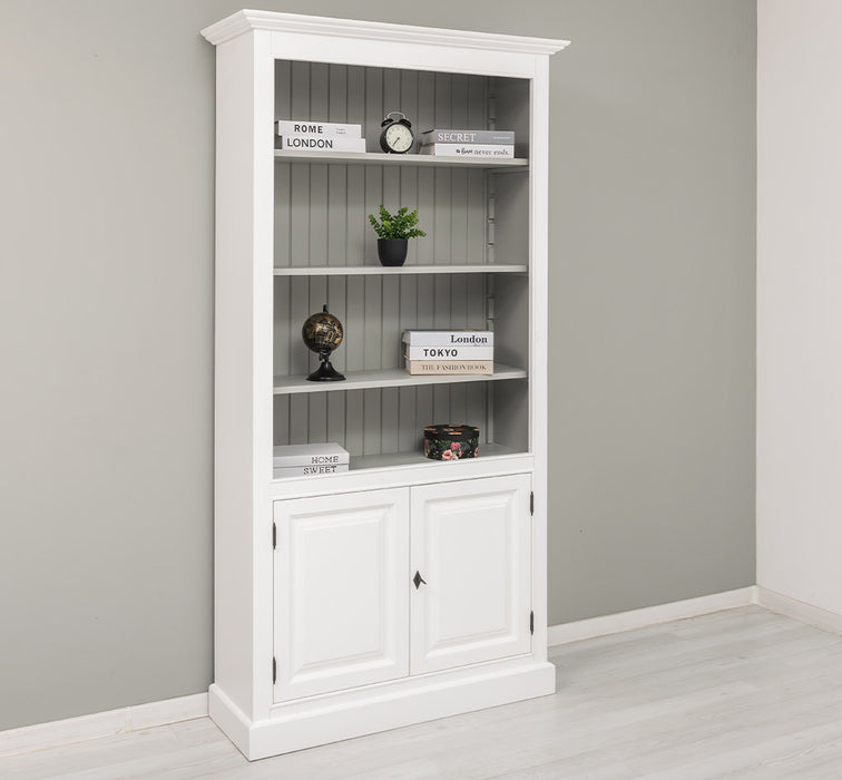 Landhaus Bücherregal aus Massivholz mit Schranktüren  in verschiedenen Farben