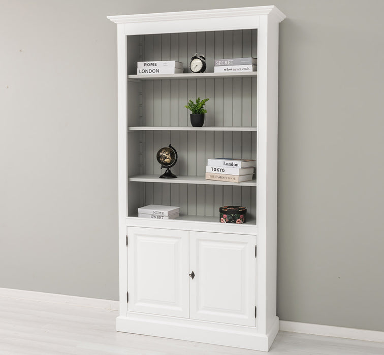 Landhaus Bücherregal aus Massivholz mit Schranktüren  in verschiedenen Farben