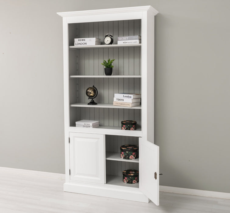 Landhaus Bücherregal aus Massivholz mit Schranktüren  in verschiedenen Farben