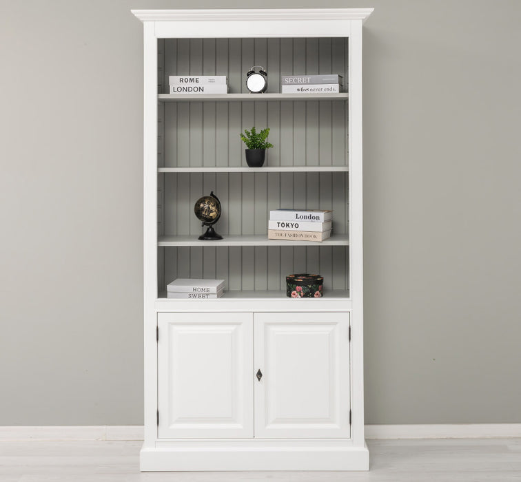 Landhaus Bücherregal aus Massivholz mit Schranktüren  in verschiedenen Farben