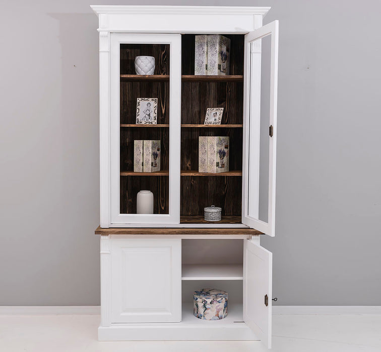 Landhaus Bücherschrank aus Massivholz | 4-türige Vitrine