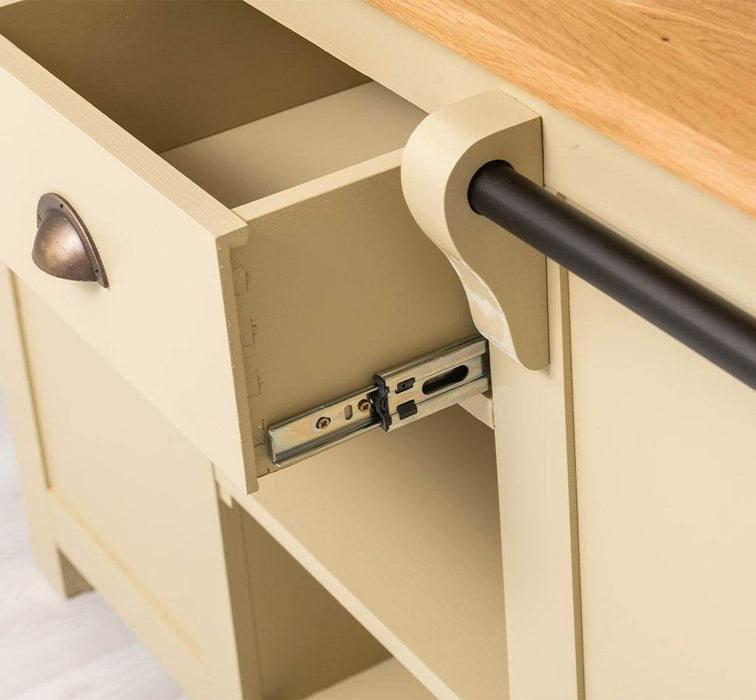 Landhaus Küchenblock aus Massivholz | Kücheninsel mit Türen & Schubladen -