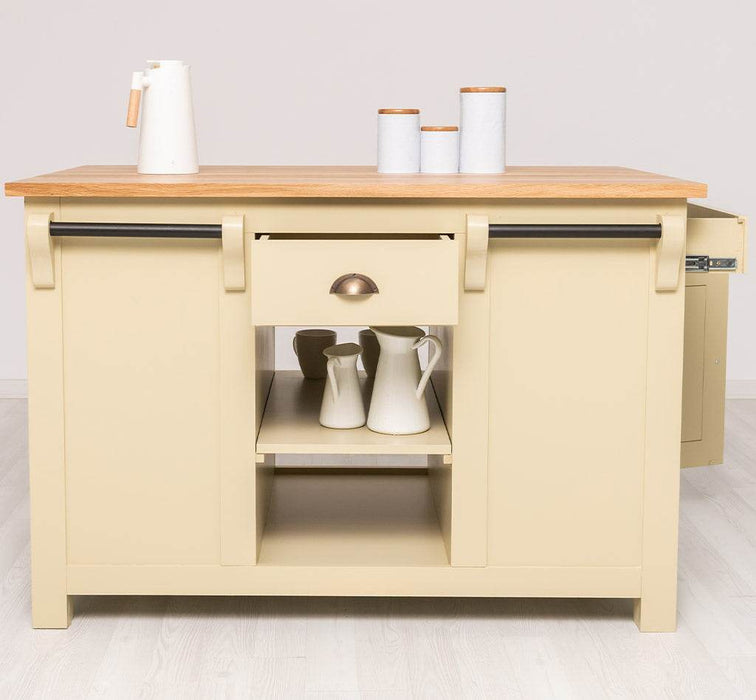 Landhaus Küchenblock aus Massivholz | Kücheninsel mit Türen & Schubladen -